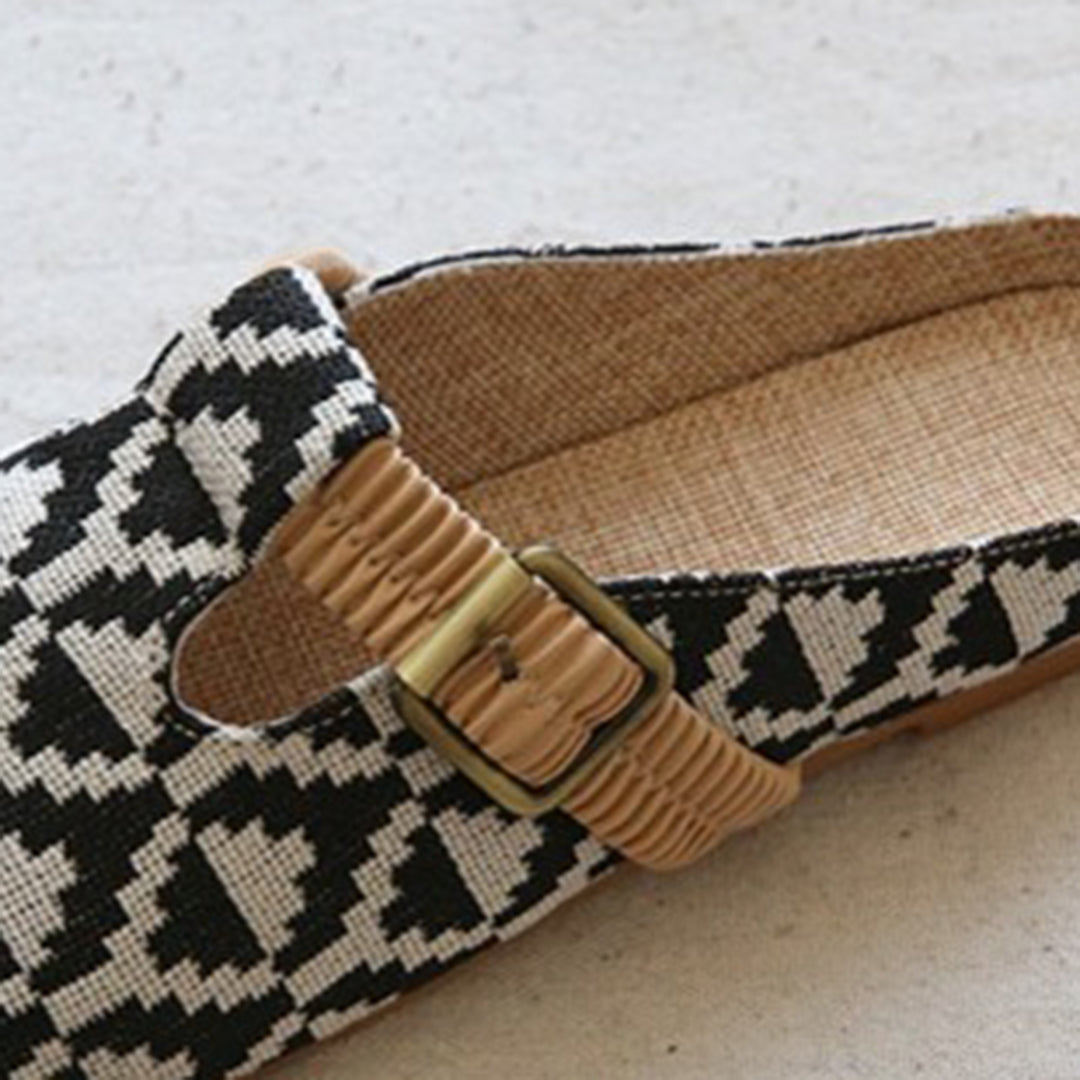 Round Toe Lattice Handmade Linen Slippers Newgew Shoes