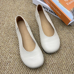 Round Toe Slip-on Leather Flat Casual Shoes Newgew Shoes