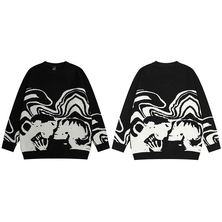 Skeleton Kiss Graphic Sweater Newgew