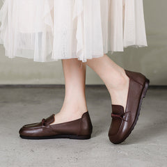 Slip-on All-Season Leather Flat Shoes Newgew Shoes