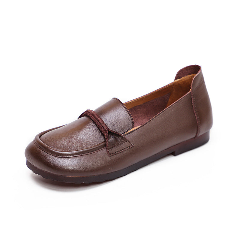 Slip-on All-Season Leather Flat Shoes Newgew Shoes