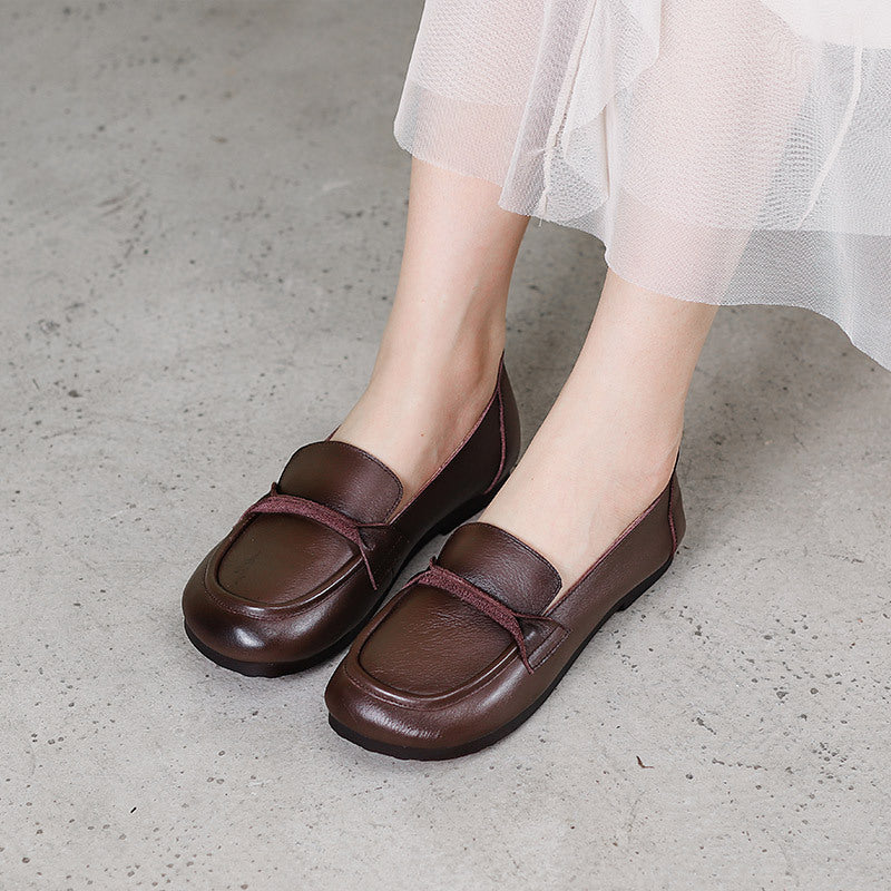 Slip-on All-Season Leather Flat Shoes Newgew Shoes