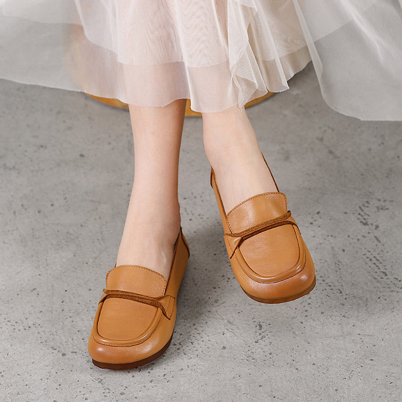 Slip-on All-Season Leather Flat Shoes Newgew Shoes