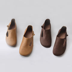 Slip-on Knob Knot Leather Soft Flat Shoes Newgew Shoes