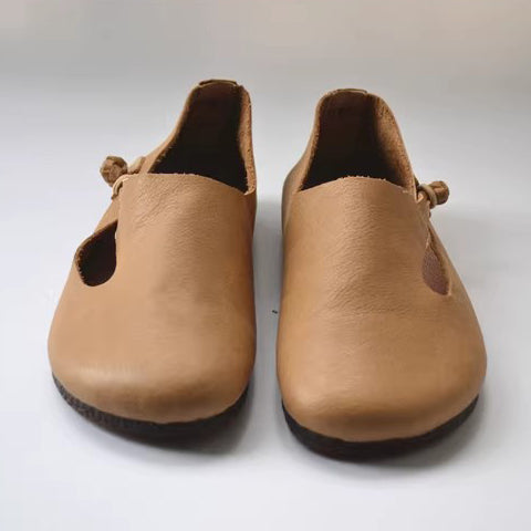 Slip-on Knob Knot Leather Soft Flat Shoes Newgew Shoes