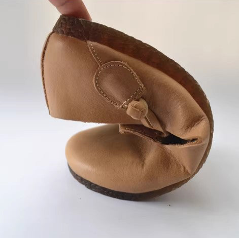 Slip-on Knob Knot Leather Soft Flat Shoes Newgew Shoes