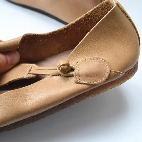 Slip-on Knob Knot Leather Soft Flat Shoes Newgew Shoes