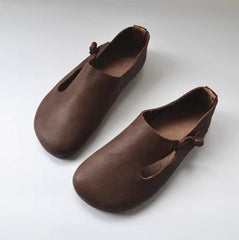 Slip-on Knob Knot Leather Soft Flat Shoes Newgew Shoes