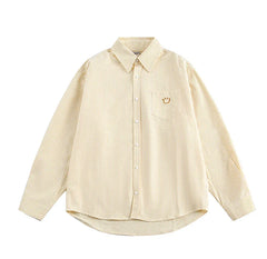Smiley Face Embroidered Stripe Shirt Newgew