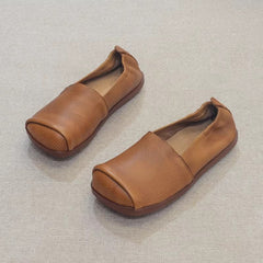 Soft Leather Square Toe Slip-on Casual Shoes Newgew Shoes