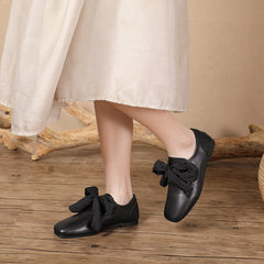 Solid Casual Lace-up Bows Flat Shoes Newgew Shoes