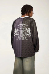 Spliced Patchwork Long Sleeve Sports Jersey Newgew