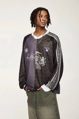 Spliced Patchwork Long Sleeve Sports Jersey Newgew