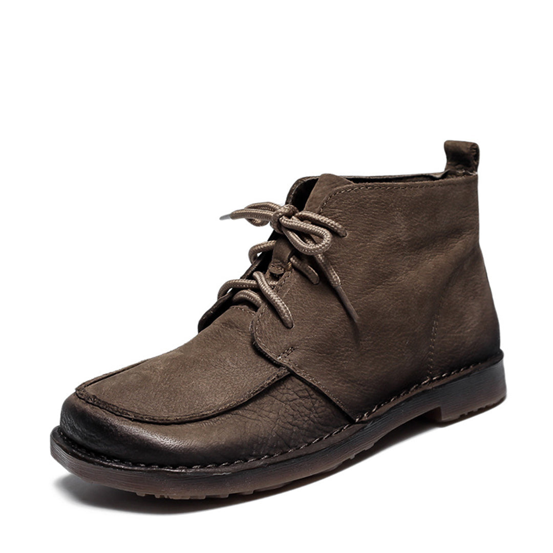 Square Toe Retro Soft Leather Boots Newgew Shoes