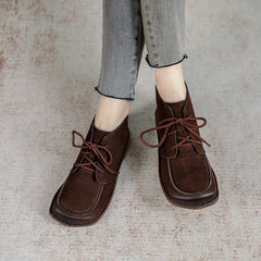 Square Toe Retro Soft Leather Boots Newgew Shoes