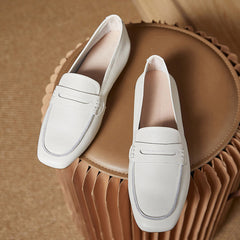 Square Toe Soft Leather Commute Loafers Newgew Shoes