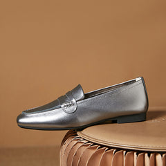 Square Toe Soft Leather Commute Loafers Newgew Shoes