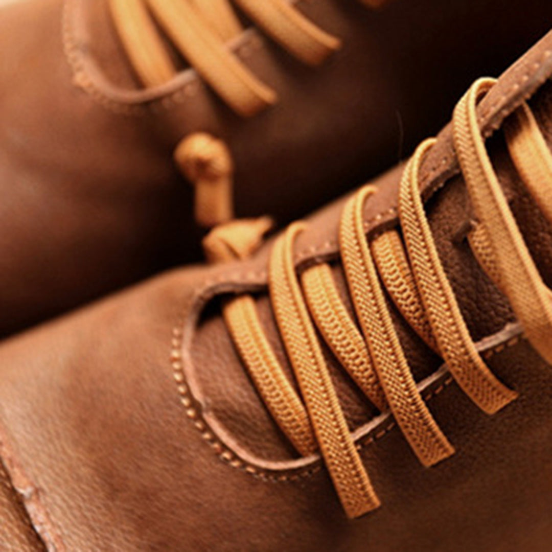 Square Toe Spliced Retro Leather Boots Newgew Shoes
