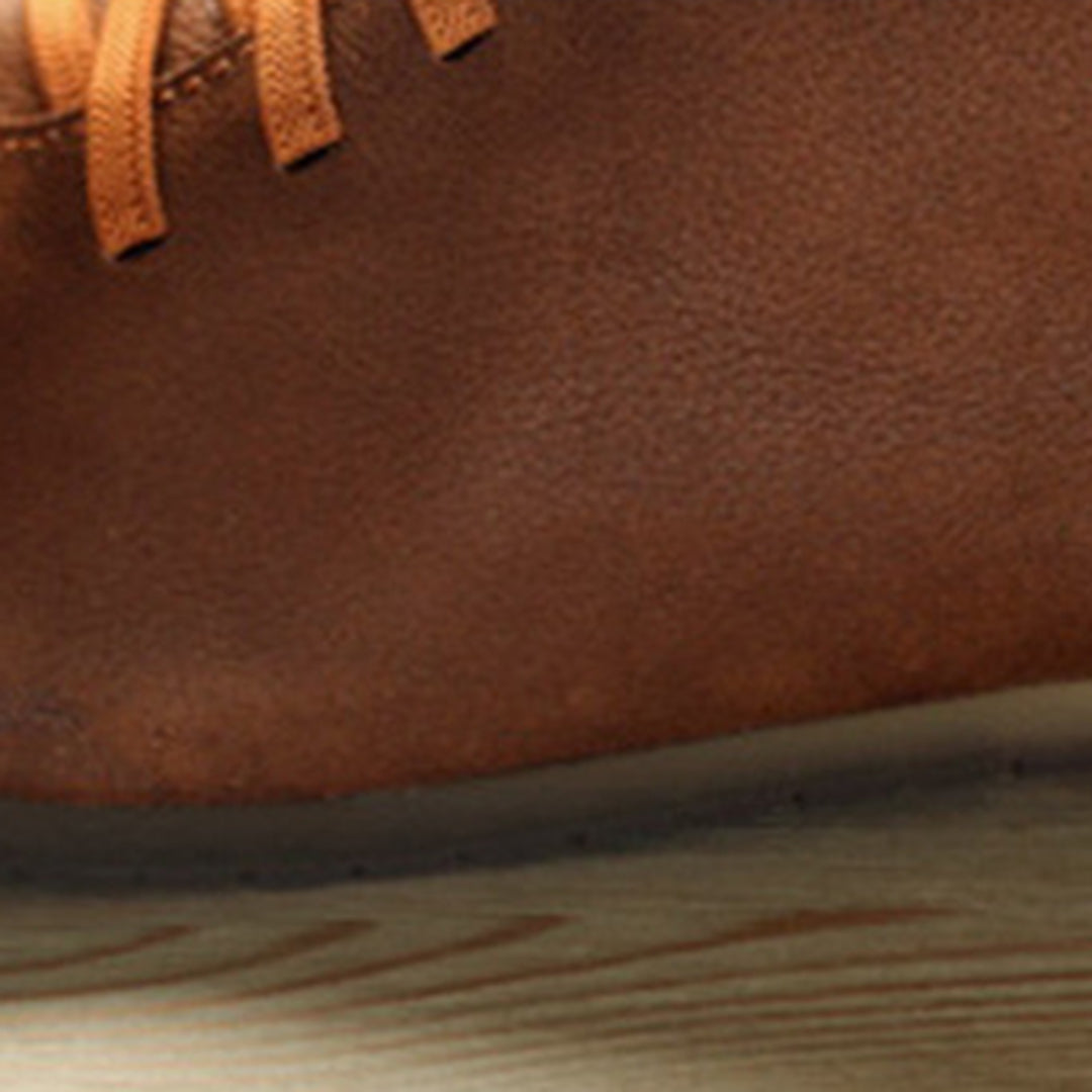 Square Toe Spliced Retro Leather Boots Newgew Shoes