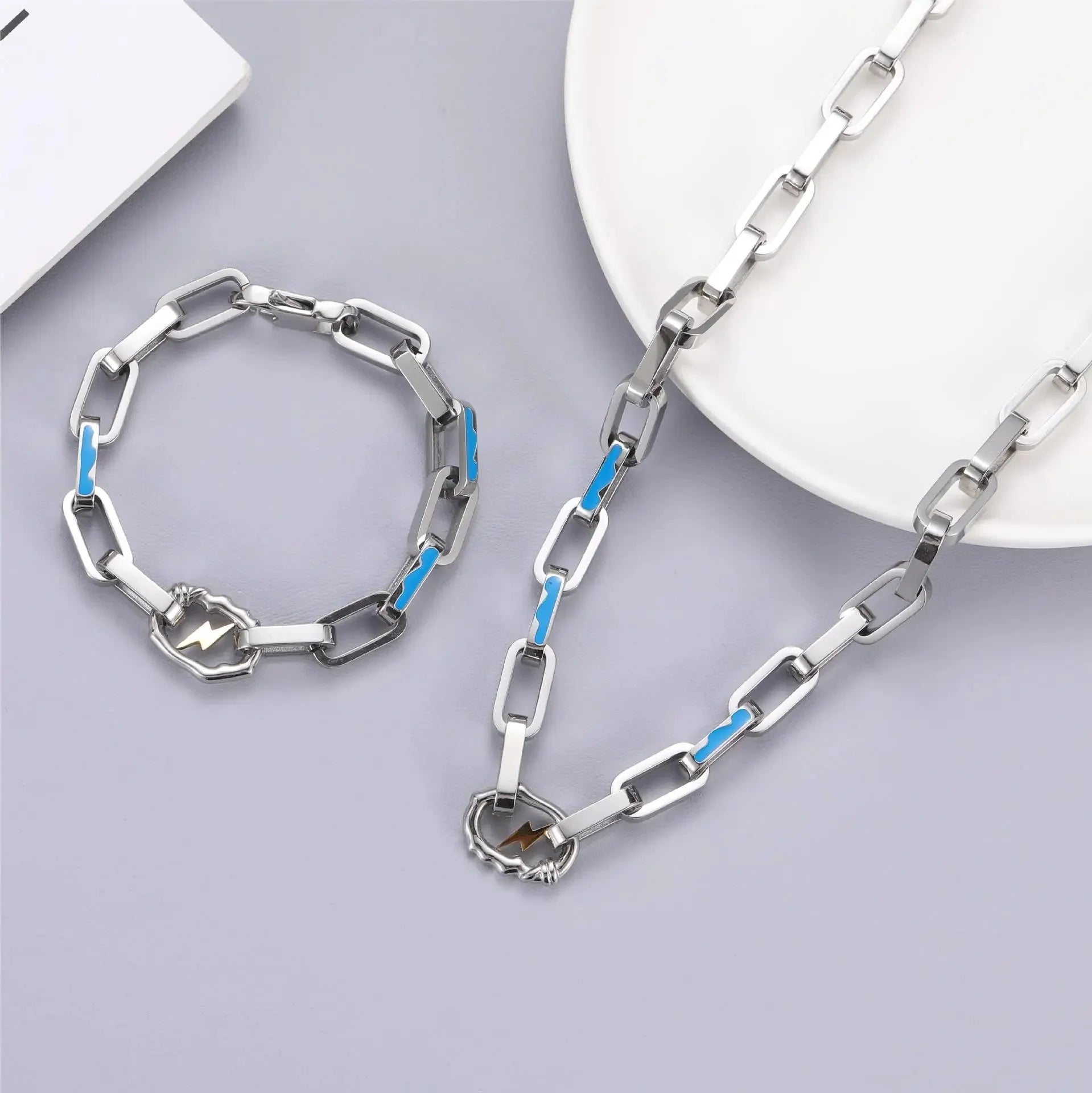 Stainless Steel Chain Lightning Necklace Newgew