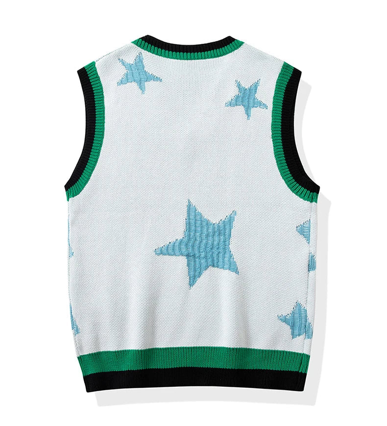 Star Jacquard Sleeveless Vest Newgew