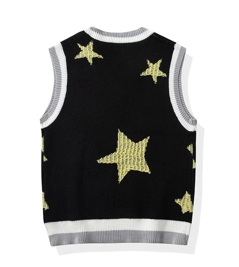 Star Jacquard Sleeveless Vest Newgew