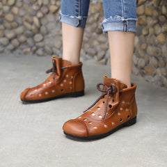 Summer Leather Hollow Breathable Boots Casual Sandals Newgew Shoes