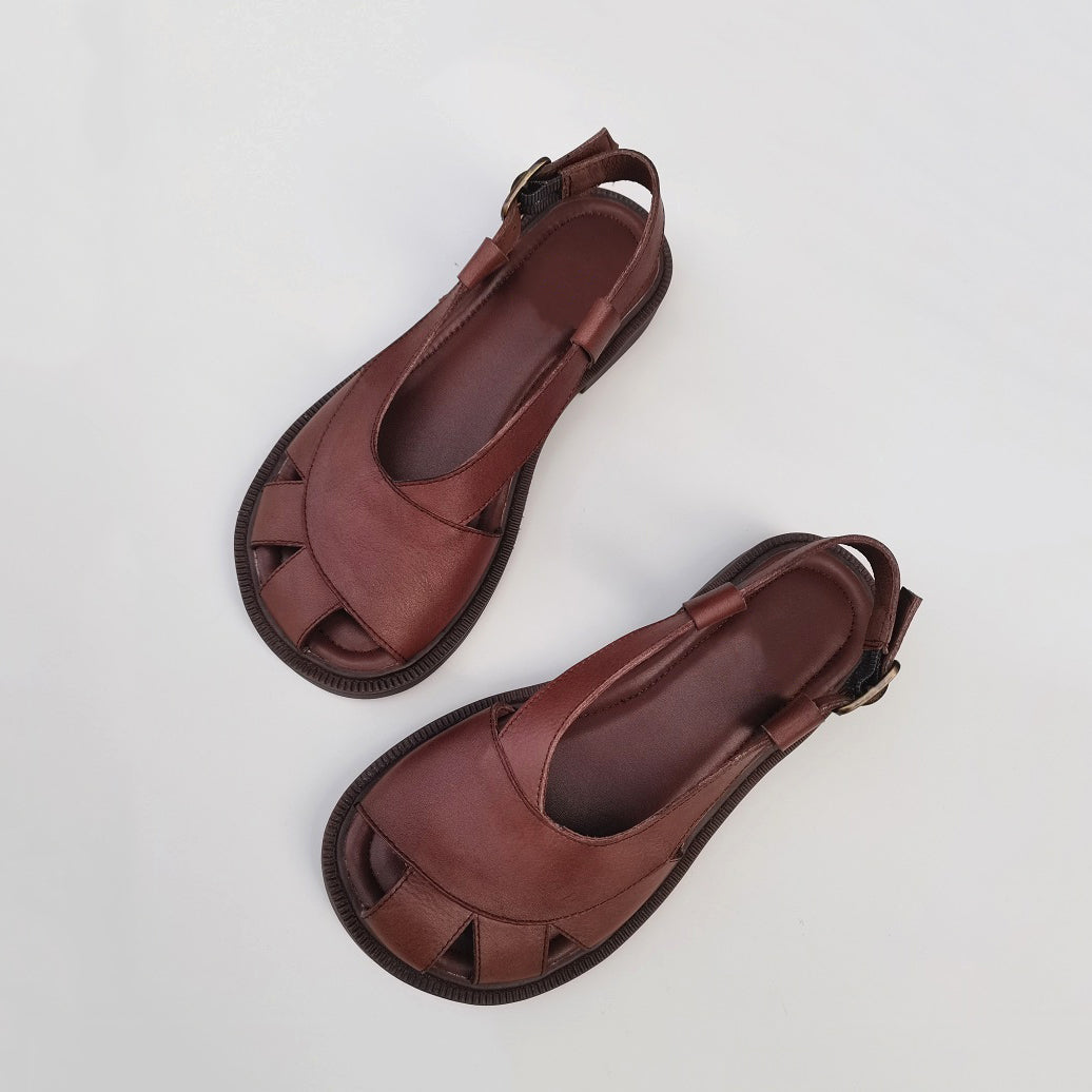 Summer Retro British Style Soft Leather Sandals Newgew Shoes