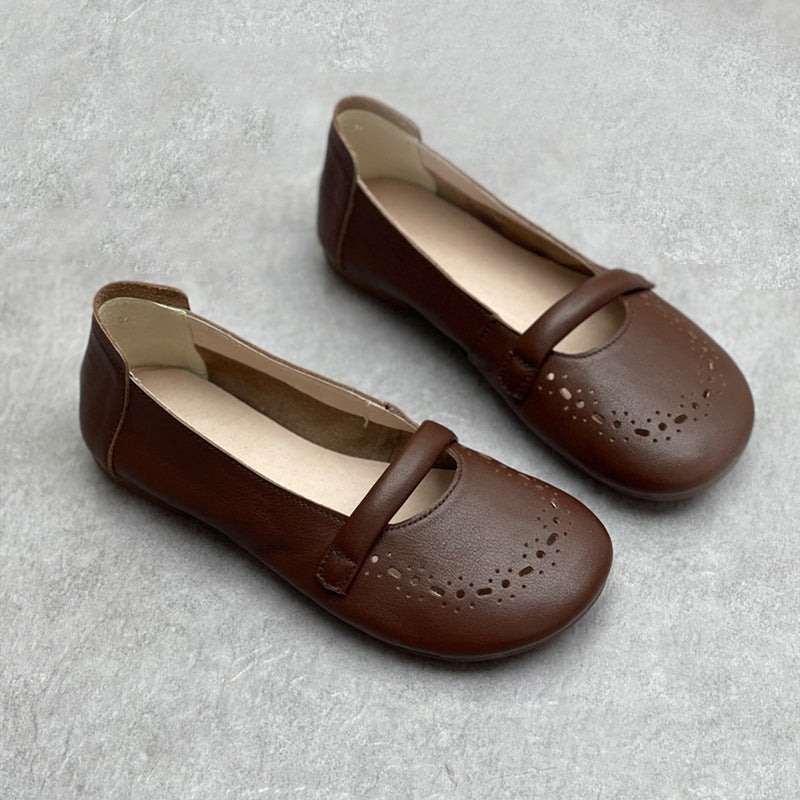 Summer Slip-On Retro Handmade Leather Women Shoes Newgew Shoes