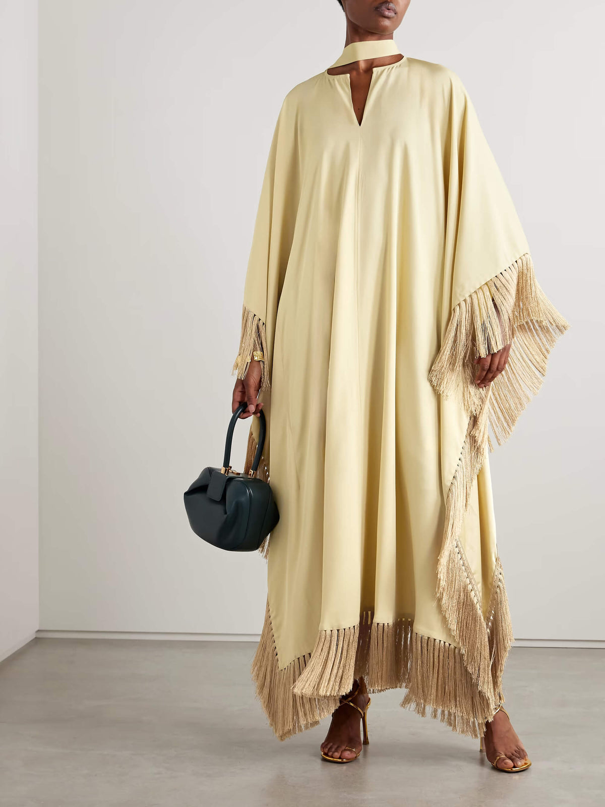 Mrs Ross Fringed Crepe Kaftan Newgew Dresses