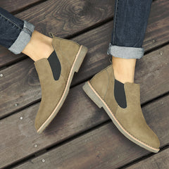 Men Retro Autumn Cowhide Leather Slip-on Ankle Boots Newgew Shoes