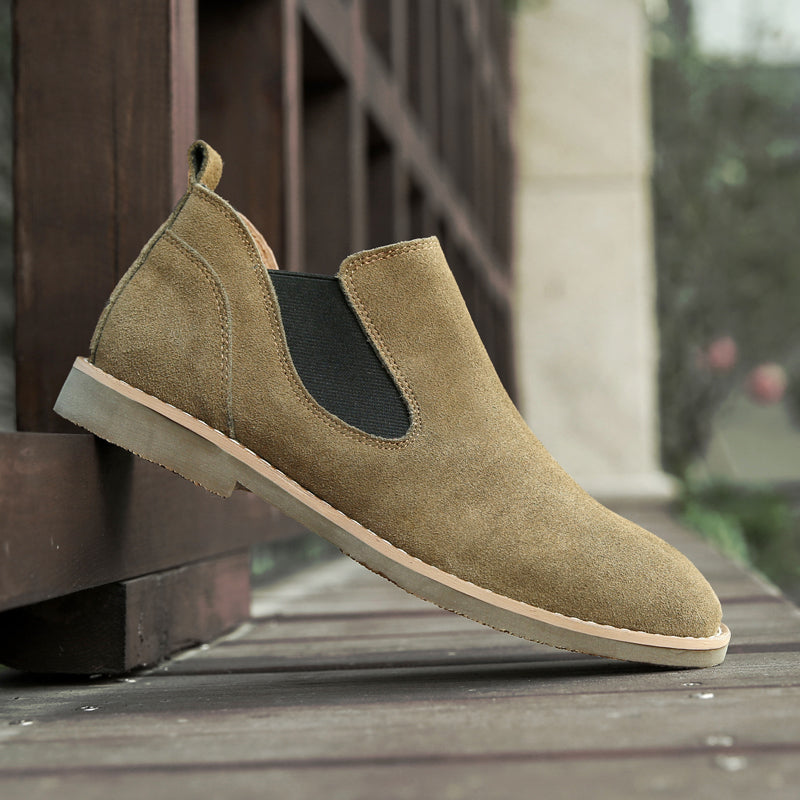 Men Retro Autumn Cowhide Leather Slip-on Ankle Boots Newgew Shoes