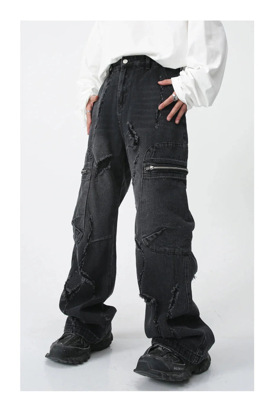 Torn Loose Fit Cargo Jeans Newgew