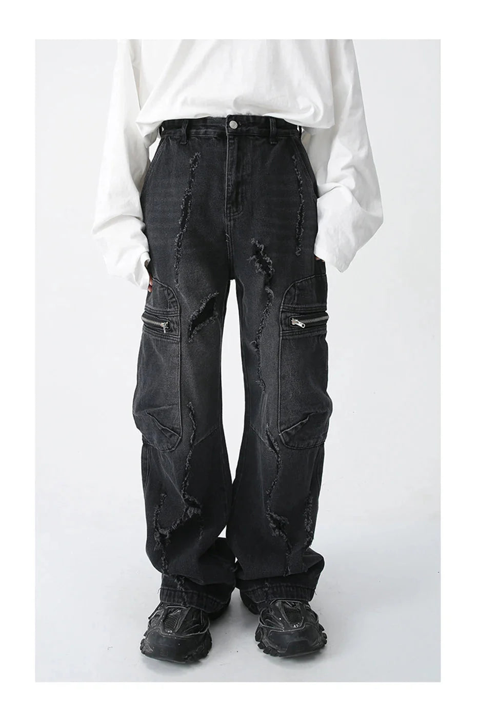 Torn Loose Fit Cargo Jeans Newgew