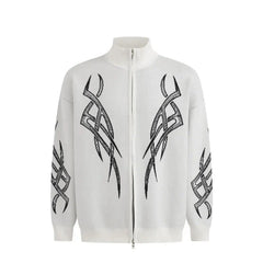 Tribal Intarsia Zip-up Cardigan Newgew