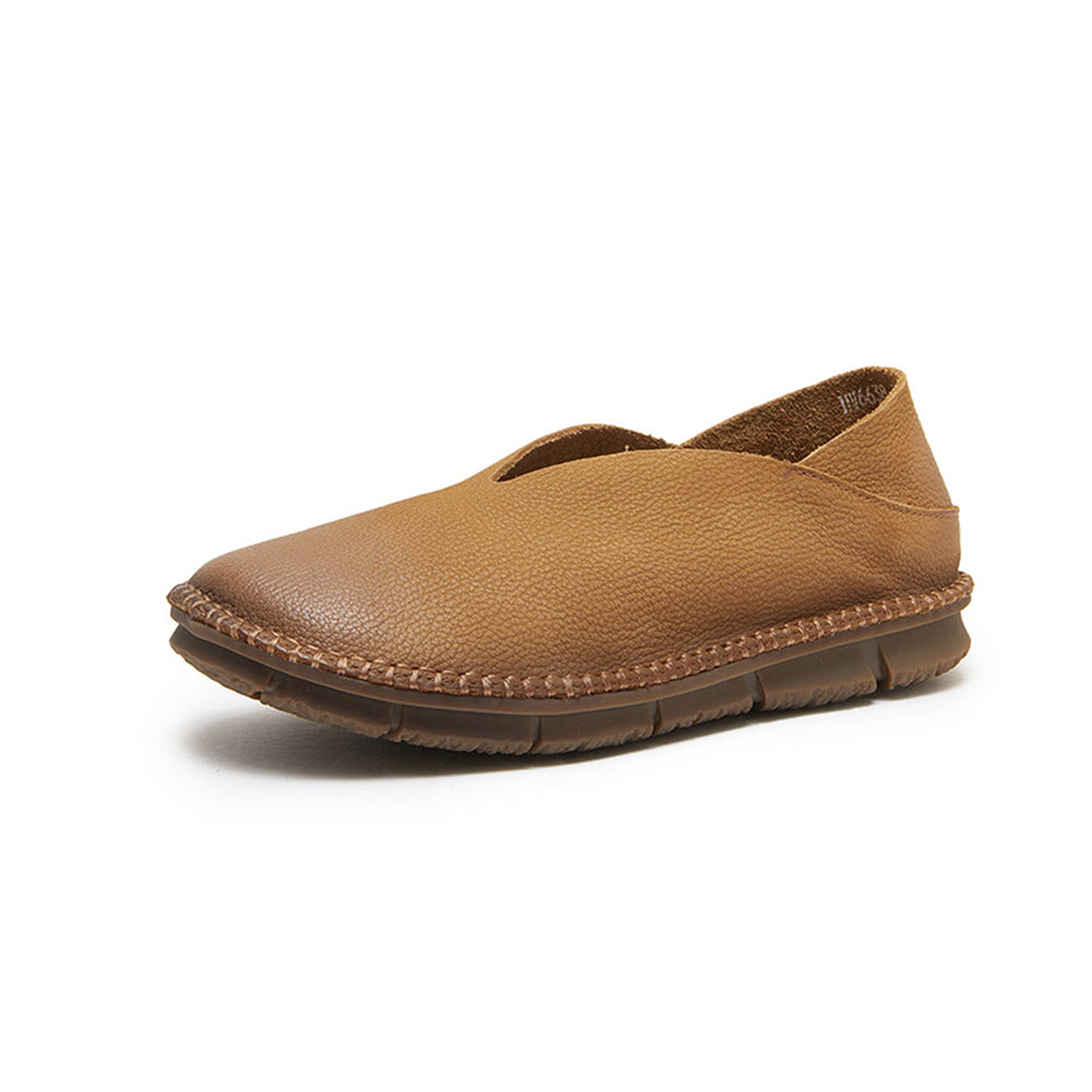 V-cut Slip-On Flat Leather Shoes Slippers Newgew Shoes