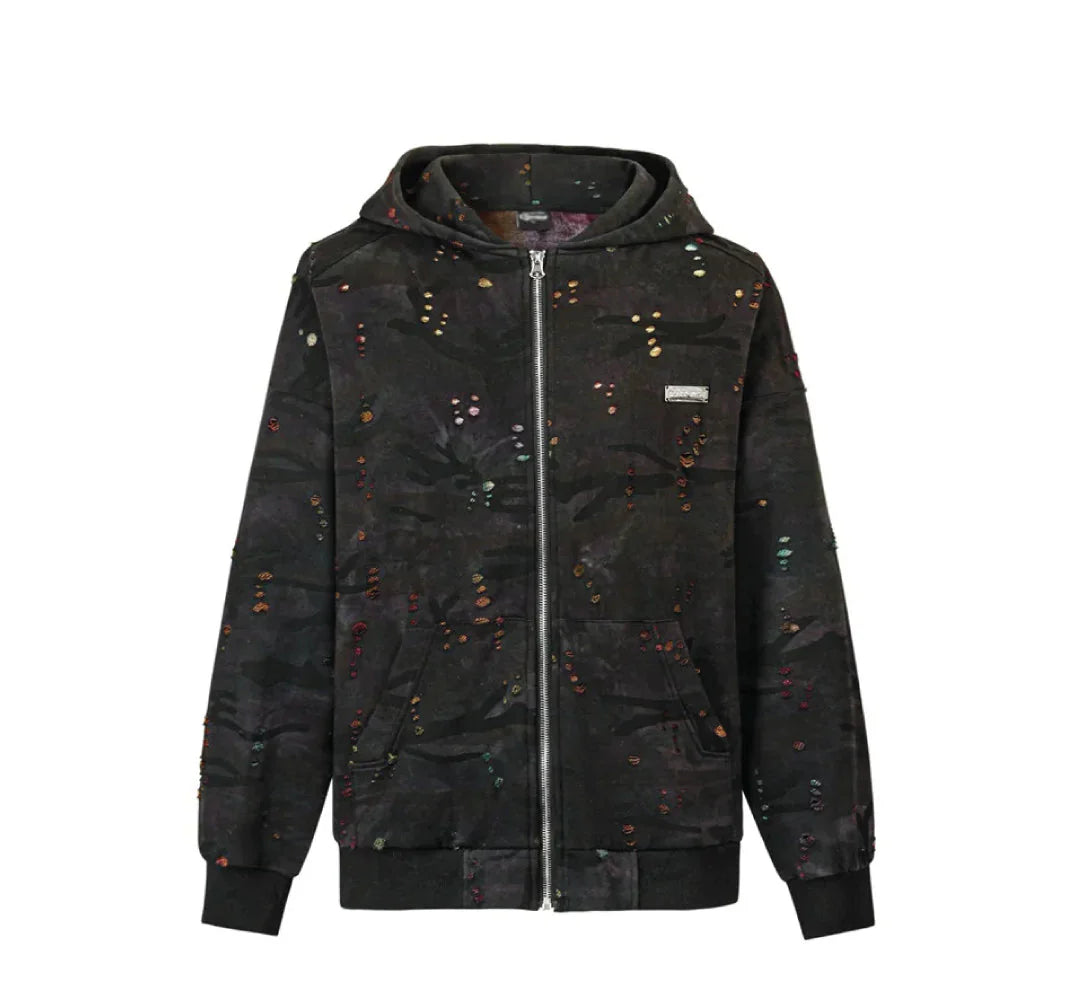 VANCARHELL Gradient Loopback Camo Zip-up Hoodie Newgew