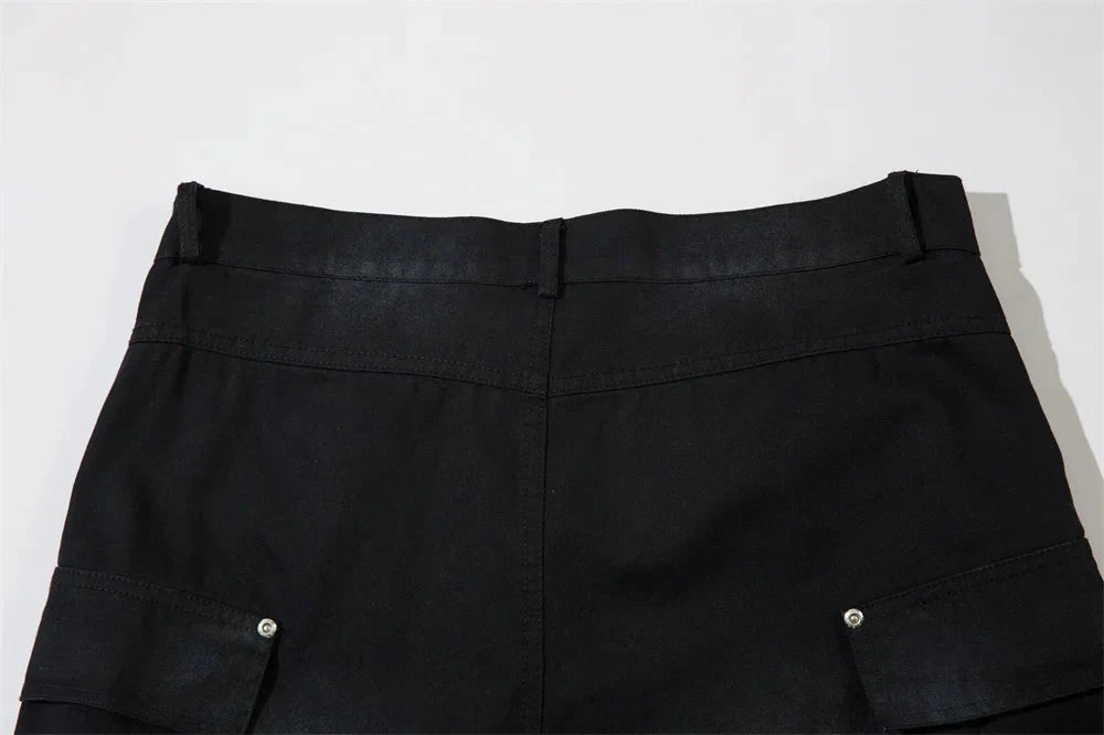 Washed Black Wide Leg Cargo Pants Newgew