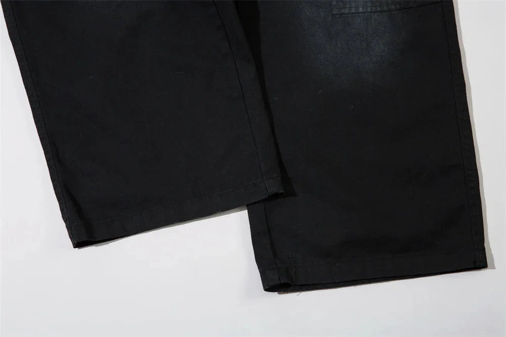 Washed Black Wide Leg Cargo Pants Newgew