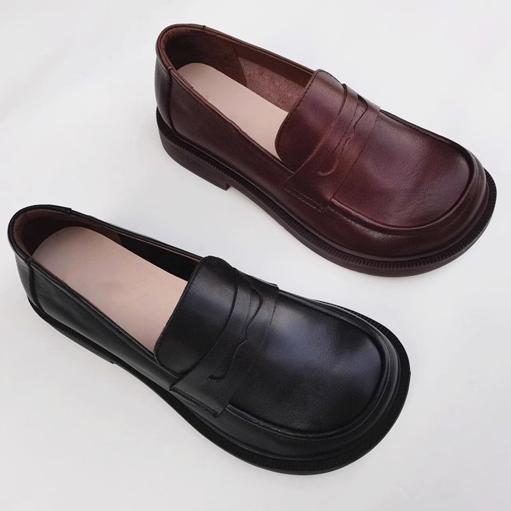 Wide Fit Slip-On Soft Leather Loafers Newgew Shoes