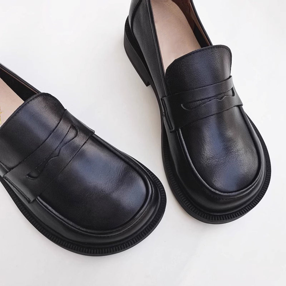 Wide Fit Slip-On Soft Leather Loafers Newgew Shoes