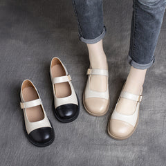 Women Color-Block Mary Jane Flats Shoes Newgew Shoes