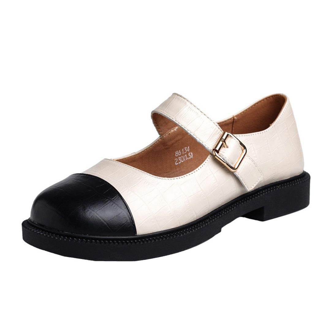 Women Color-Block Mary Jane Flats Shoes Newgew Shoes