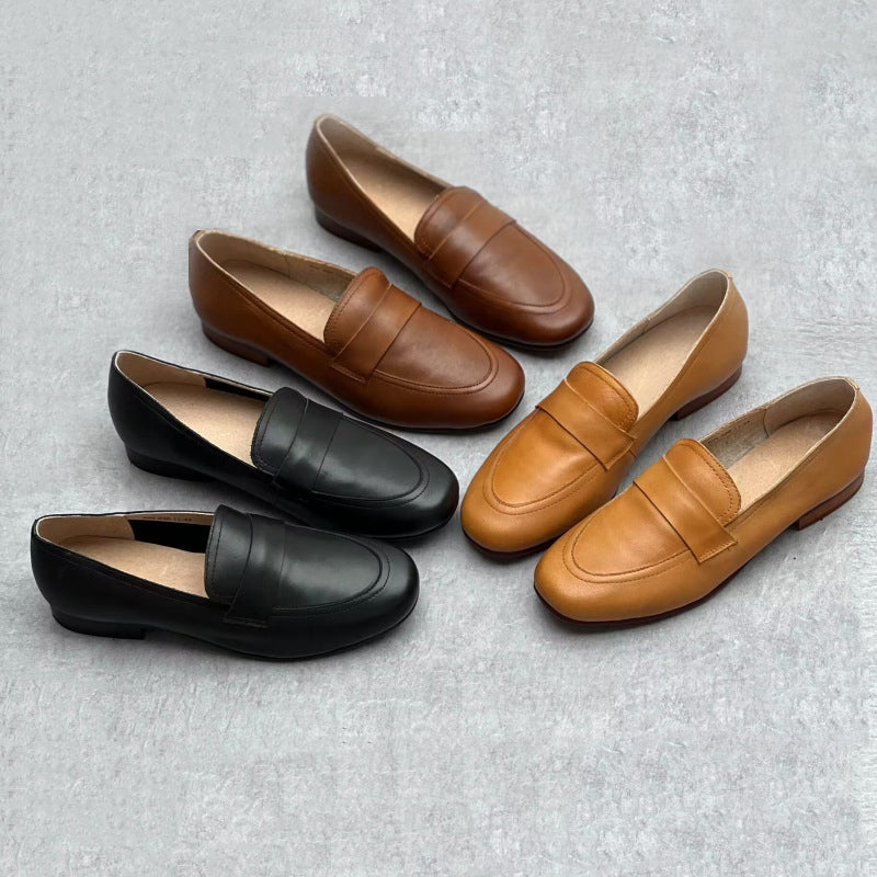 Women Genuine Casual Flat Loafers Newgew Shoes