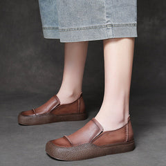 Women Handmade Stitched Slip-On Leather Shoes Newgew Shoes