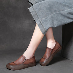 Women Handmade Stitched Slip-On Leather Shoes Newgew Shoes