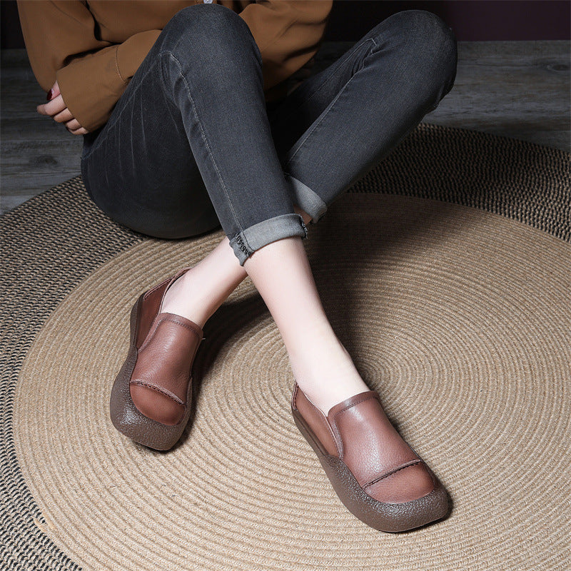 Women Handmade Stitched Slip-On Leather Shoes Newgew Shoes