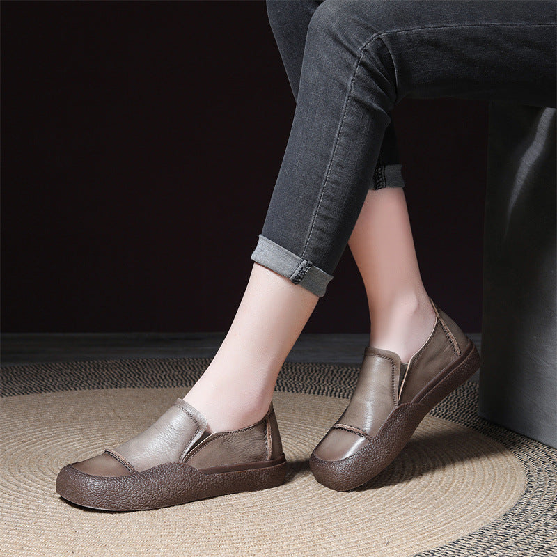 Women Handmade Stitched Slip-On Leather Shoes Newgew Shoes