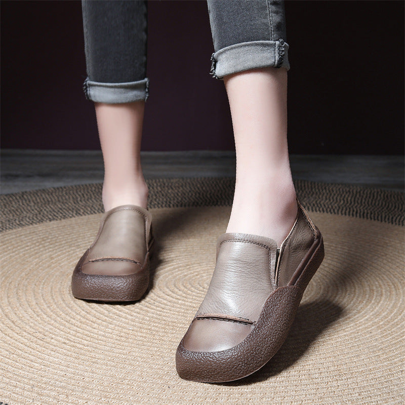 Women Handmade Stitched Slip-On Leather Shoes Newgew Shoes