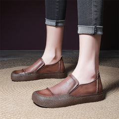 Women Handmade Stitched Slip-On Leather Shoes Newgew Shoes